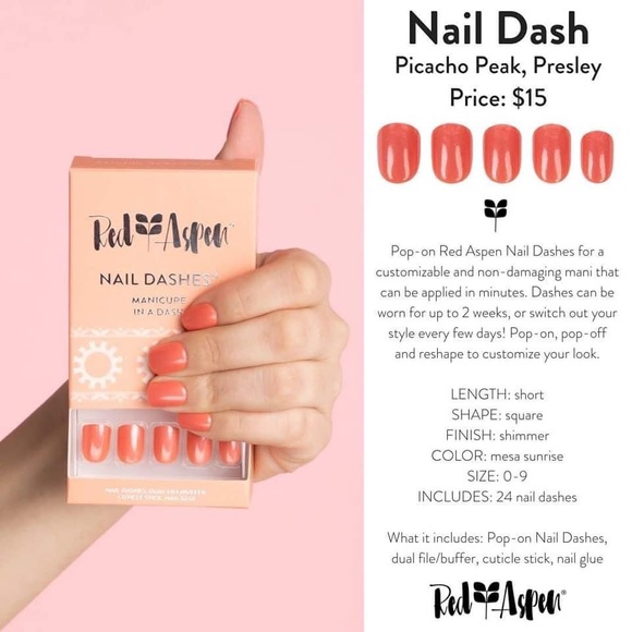 Red Aspen Picacho Peak Presley Peach Pink Orange Press on Fake Nails Manicure - Picture 5 of 5